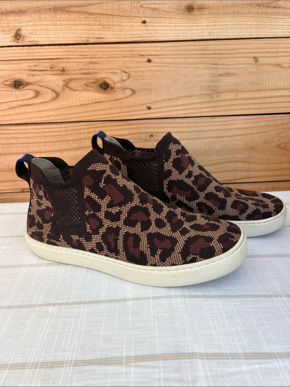 Rothy's Leopard Print Slip-On Sneakers in Brown and Black